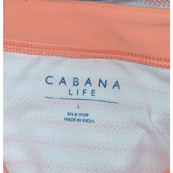 Cabana Life UPF 50+ Tunic Swim Cover Up Peach Striped Geometric Size Large - Picture 7 of 9